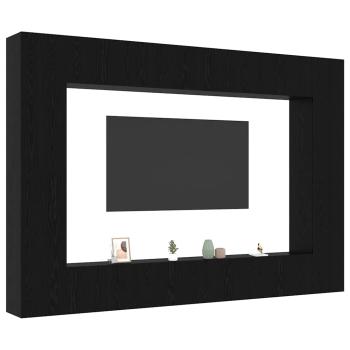 12-teiliges TV-Schrank-Set Wandmontiert Schwarz Eichen Holzwerkstoff, Wandmontierte TV-Schränke - 2 Stück, Schwarz Eiche, 30,5x30x90 cm, Hergestellt aus Holzwerkstoff, TV-Schränke 2 Stück Schwarz Eiche 100x30x30 cm Holzwerkstoff