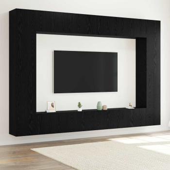 12-teiliges TV-Schrank-Set Wandmontiert Schwarz Eichen Holzwerkstoff, Wandmontierte TV-Schränke - 2 Stück, Schwarz Eiche, 30,5x30x90 cm, Hergestellt aus Holzwerkstoff, TV-Schränke 2 Stück Schwarz Eiche 100x30x30 cm Holzwerkstoff