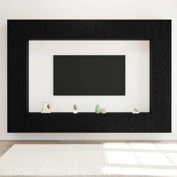 12-teiliges TV-Schrank-Set Wandmontiert Schwarz Eichen Holzwerkstoff, Wandmontierte TV-Schränke - 2 Stück, Schwarz Eiche, 30,5x30x90 cm, Hergestellt aus Holzwerkstoff, TV-Schränke 2 Stück Schwarz Eiche 100x30x30 cm Holzwerkstoff