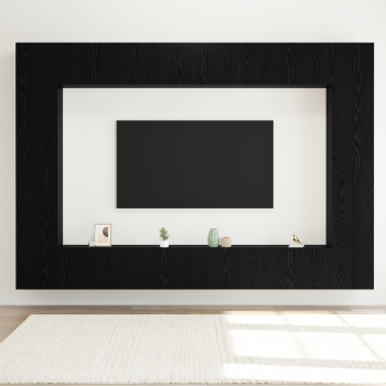 TV-Schrankset 8 pcs Schwarz Eichen-Optik 100 x 30 x 30 cm