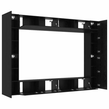 12-teiliges TV-Schrank-Set Wandmontiert Schwarz Eichen Holzwerkstoff, Wandmontierte TV-Schränke - 2 Stück, Schwarz Eiche, 30,5x30x90 cm, Hergestellt aus Holzwerkstoff, TV-Schränke 2 Stück Schwarz Eiche 100x30x30 cm Holzwerkstoff