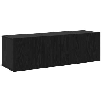 7-teiliger wandmontierter TV-Schrank Schwarz Eiche Holzwerkstoff