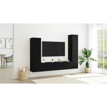 4-teiliges TV-Schrank Set Wandmontiert Schwarze Eiche Engineered Wood Produktmanagementsystem