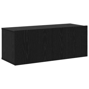 7-teiliges TV Schrank Set Wandmontiert Schwarz Eiche Holzwerkstoff