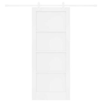 Schiebetür mit Beschlägen Set Weiß 83x202 cm Massivholz Kiefer, Innentür 'ORKDAL'Weiß 83x202x4 cm Massivholz Kiefer