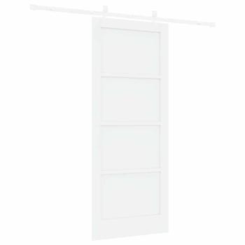 Schiebetür mit Beschlägen Set Weiß 83x202 cm Massivholz Kiefer, Innentür 'ORKDAL'Weiß 83x202x4 cm Massivholz Kiefer