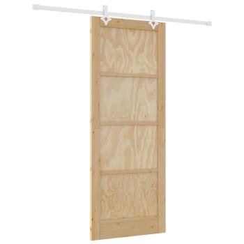 Schiebetür mit Beschlag-Set 83x211 cm aus Kiefernholz, Innentür 'ORKDAL'83x211x4 cm aus Kiefernholz