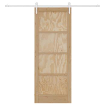 Schiebetür mit Beschlagset 78x202 cm Massivholz Kiefer, Innentür 'ORKDAL'78x202x4 cm Massivholz Kiefer