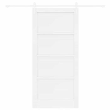 Schiebetür mit Zubehör Set Weiß 93x202 cm Massivholz Kiefer, Innentür ?ORKDAL? Weiß 93x202x4 cm Massivholz Kiefer
