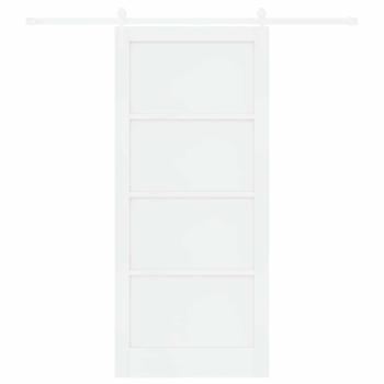 Schiebetür mit Hardware-Set Weiß 93x211 cm Massivholz Kiefer, Innentür 'ORKDAL'Weiß 93x211x4 cm Massivholz Kiefer