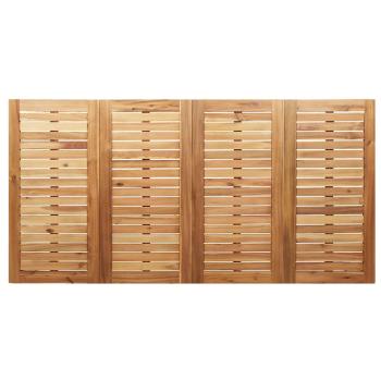 7-teilige Garten-Essgruppe aus massivem Akazienholz, Esstisch für draußen 200x90x74.5 cm aus massivem Akazienholz, Stapelbare Gartenstühle 2 Stk aus massivem Akazienholz und Stahl, Stapelbare Gartenstühle 4 Stk aus massivem Akazienholz und Stahl