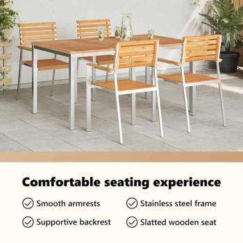 Garten Essgruppe 5 pcs Massives Teakholz und Edelstahl