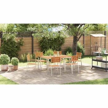 Garten Essgruppe 7 pcs Massives Teakholz und Edelstahl