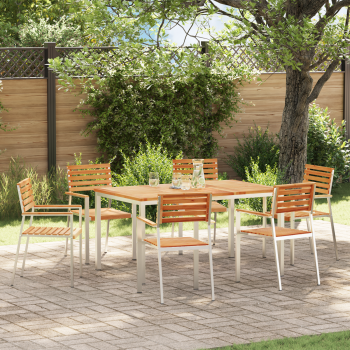 Garten Essgruppe 7 pcs Massives Teakholz und Edelstahl