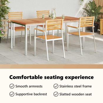 Garten Essgruppe 5 pcs Massives Teakholz und Edelstahl