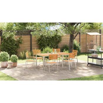 Garten Essgruppe 7 pcs Massives Teakholz und Edelstahl