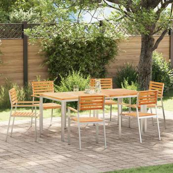 Garten Essgruppe 7 pcs Massives Teakholz und Edelstahl
