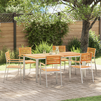Garten Essgruppe 7 pcs Massives Teakholz und Edelstahl