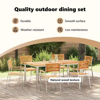 Garten Essgruppe 7 pcs Massives Teakholz und Edelstahl