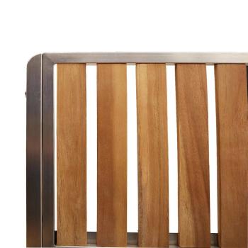 5-teilige Garten Essgruppe aus massivem Akazienholz, Esstisch für draußen 150x90x75 cm aus massivem Akazienholz, Stapelbare Gartenstühle 4 Stück aus massivem Akazienholz und Metall