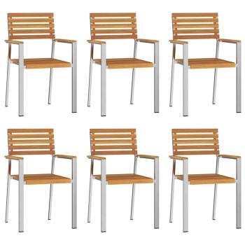 Stapelbare Gartenstühle 6 Stk 54.5x56x89 cm Massivholz Akazie, Stapelbare Gartenstühle 2 Stk Massivholz Akazie und Stahl, Stapelbare Gartenstühle 4 Stk Massivholz Akazie und Stahl
