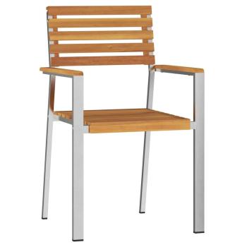 Stapelbare Gartenstühle 6 Stk 54.5x56x89 cm Massivholz Akazie, Stapelbare Gartenstühle 2 Stk Massivholz Akazie und Stahl, Stapelbare Gartenstühle 4 Stk Massivholz Akazie und Stahl