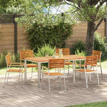 Gartenstuhl 6 pcs Massives Akazienholz und Edelstahl