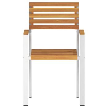 Stapelbare Gartenstühle 6 Stk 54.5x56x89 cm Massivholz Akazie, Stapelbare Gartenstühle 2 Stk Massivholz Akazie und Stahl, Stapelbare Gartenstühle 4 Stk Massivholz Akazie und Stahl