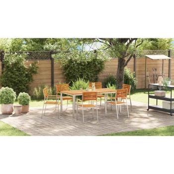 Gartenstuhl 6 pcs Massives Akazienholz und Edelstahl