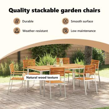 Gartenstuhl 6 pcs Massives Akazienholz und Edelstahl
