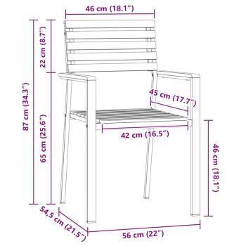Stapelbare Gartenstühle 6 Stk 54.5x56x89 cm Massivholz Akazie, Stapelbare Gartenstühle 2 Stk Massivholz Akazie und Stahl, Stapelbare Gartenstühle 4 Stk Massivholz Akazie und Stahl