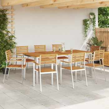 Stapelbare Gartenstühle 8 Stück 54.5x56x89 cm Massivholz Akazie, Stapelbare Gartenstühle 4 Stück Massivholz Akazie und Stahl