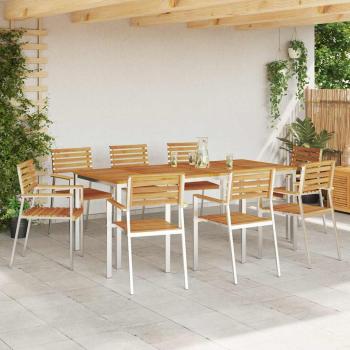 Stapelbare Gartenstühle 8 Stück 54.5x56x89 cm Massivholz Akazie, Stapelbare Gartenstühle 4 Stück Massivholz Akazie und Stahl