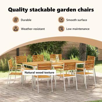 Stapelbare Gartenstühle 8 Stück 54.5x56x89 cm Massivholz Akazie, Stapelbare Gartenstühle 4 Stück Massivholz Akazie und Stahl