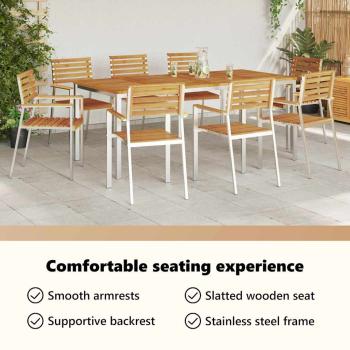 Stapelbare Gartenstühle 8 Stück 54.5x56x89 cm Massivholz Akazie, Stapelbare Gartenstühle 4 Stück Massivholz Akazie und Stahl