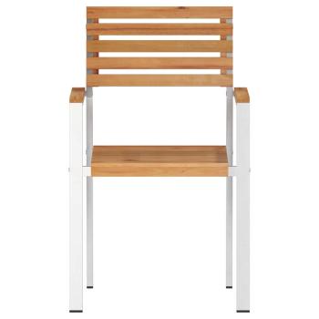 Stapelbare Gartenstühle 8 stk 54,5x56x89 cm Massivholz Teak, Stapelbare Gartenstühle 4 stk Massivholz Teak und Stahl