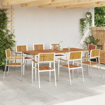 Stapelbare Gartenstühle 8 Stück 54,5x56x87 cm Massivholz Akazie, Stapelbare Gartenstühle 4 Stück Massivholz Akazie und Metall