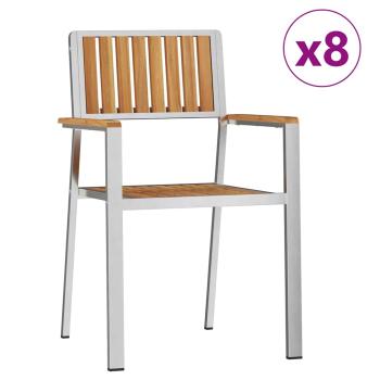 stapelbare Gartenstühle 8 Stück 54.5x56x87 cm Massivholz Teak, stapelbare Gartenstühle 4 Stück Massivholz Teak und Metall