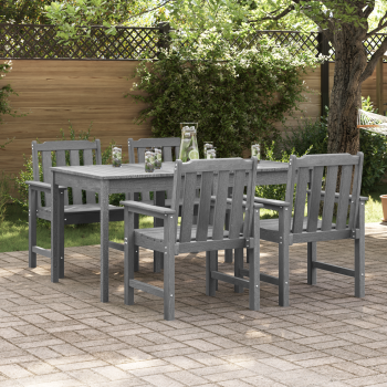 Garten-Essstühle 4 Stück Hellgrau 65,5x55,5x88 cm HDPE, Garten-Essstühle 2 Stück Hellgrau HDPE