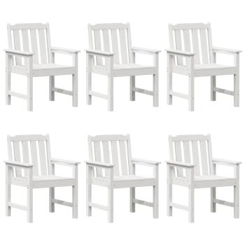 Garten-Essstühle 6 Teile Weiß 65,5x55,5x88 cm HDPE, Garten-Essstühle 2 Teile Weiß HDPE