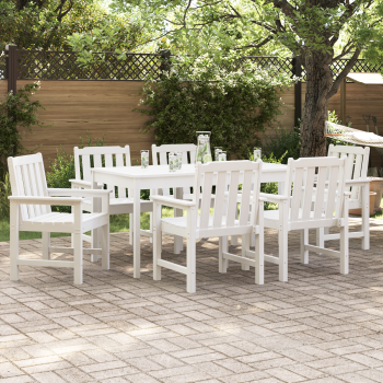 Garten-Essstühle 6 Teile Weiß 65,5x55,5x88 cm HDPE, Garten-Essstühle 2 Teile Weiß HDPE