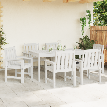 Garten-Essstühle 6 Teile Weiß 65,5x55,5x88 cm HDPE, Garten-Essstühle 2 Teile Weiß HDPE