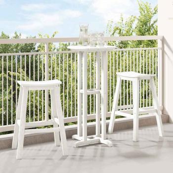ARDEBO.de - 3-teiliges Garten Bar Set Weiß HDPE, Bartisch Weiß 55x55x107 cm HDPE, Barhocker 2 Stück Weiß HDPE