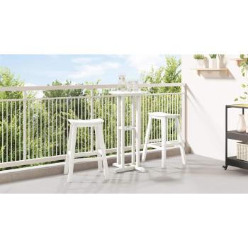 3-teiliges Garten Bar Set Weiß HDPE, Bartisch Weiß 55x55x107 cm HDPE, Barhocker 2 Stück Weiß HDPE