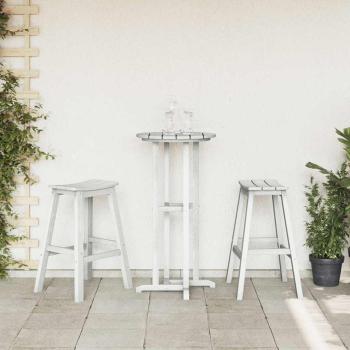 3-teiliges Garten Bar Set Weiß HDPE, Bartisch Weiß 55x55x107 cm HDPE, Barhocker 2 Stück Weiß HDPE