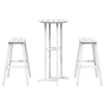 3-teiliges Garten Bar Set Weiß HDPE, Bartisch Weiß 55x55x107 cm HDPE, Barhocker 2 Stück Weiß HDPE