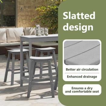 Garten Bar Set 6 pcs Hellgrau HDPE