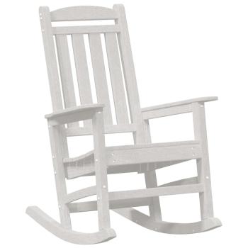 3-teiliges Garten Loungeset Weiß HDPE, Garten Schaukelstuhl Weiß 70x92x108 cm HDPE, Adirondack Beistelltisch Weiß 38x38x45 cm HDPE