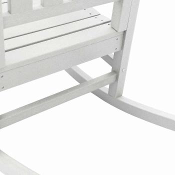 3-teiliges Garten Loungeset Weiß HDPE, Garten Schaukelstuhl Weiß 70x92x108 cm HDPE, Adirondack Beistelltisch Weiß 38x38x45 cm HDPE