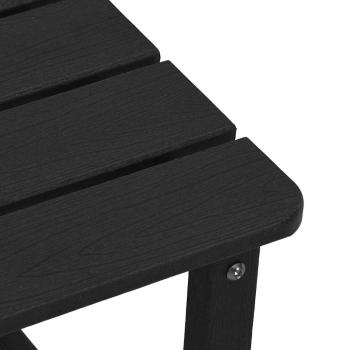 3-teiliges Garten Lounge Set Schwarz HDPE, Schaukelstuhl Schwarz 70x92x108 cm HDPE, Adirondack Beistelltisch Schwarz 38x38x45 cm HDPE